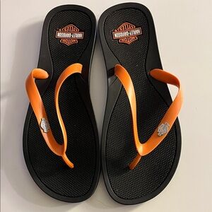 Harley-Davidson Black and Orange Sandals